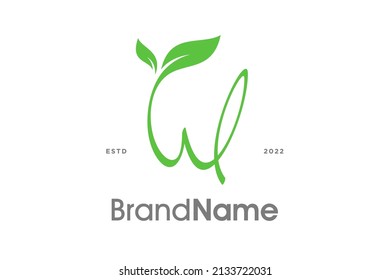 Beauty and Charming illustration logo design initial W combine with leaf.