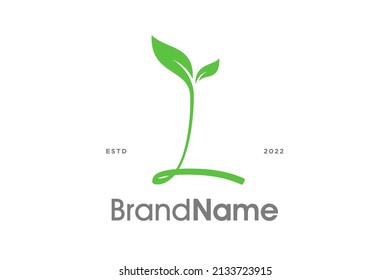 Beauty and Charming illustration logo design initial L combine with leaf.