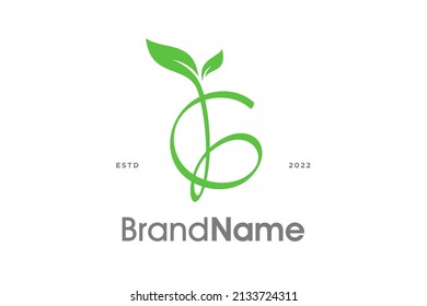 Beauty and Charming illustration logo design initial G combine with leaf.