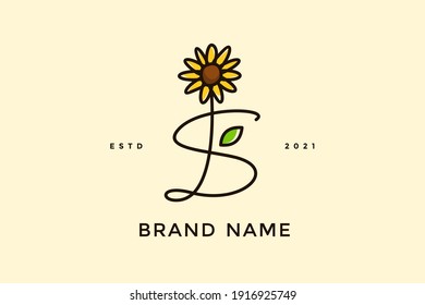 Beauty and charming simple illustration logo design Initial S combine with Sun flower.