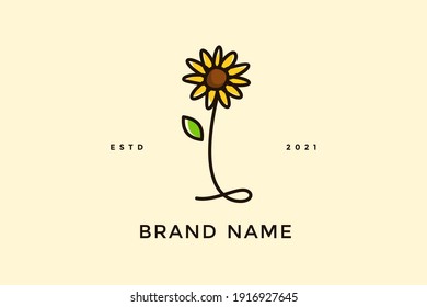 Beauty and charming simple illustration logo design Initial I combine with Sun flower.