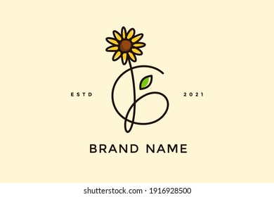 Beauty and charming simple illustration logo design Initial G combine with Sun flower.