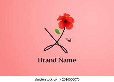 Beauty and charming simple illustration logo design Initial X combine with Shoe flower.