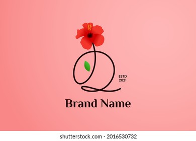 Beauty and charming simple illustration logo design Initial Q combine with Shoe flower.
