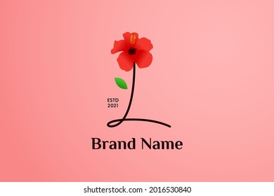 Beauty and charming simple illustration logo design Initial L combine with Shoe flower.