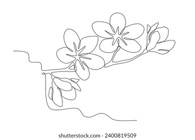 The beauty of cherry blossoms. Cherry blossom one-line drawing