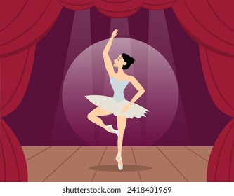 Beauty of classic ballet.  Beauty of classic ballet. A classical dancer performs on stage. Ballerina dancing in pointe shoes. 