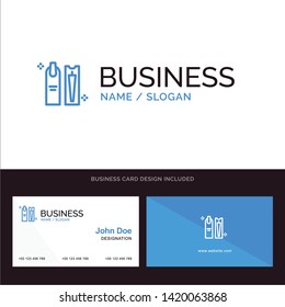 Beauty, Cleaning, Cosmetic, Hygiene, Makeup Blue Business logo and Business Card Template. Front and Back Design