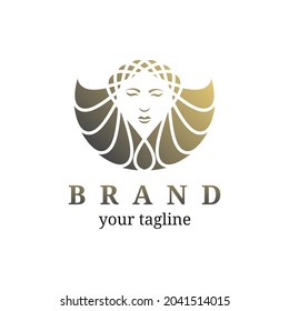 beauty cleopatra logo design in gold color