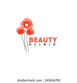 Beauty clinic logo design vector template. Red poppies icon