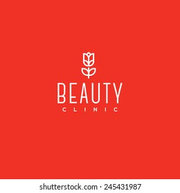 Beauty clinic logo design vector template. Red tulip icon