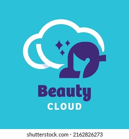 Beauty with cloud logo design vector graphic symbol icon sign illustration creative idea