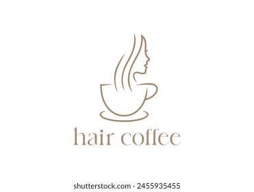 beauty with coffee cup logo. nature drink, restaurant, cafe symbol vector design