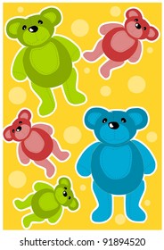 Beauty colorful background with teddy bears