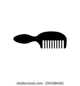 Beauty comb hair salon icon in solid black flat shape glyph icon, isolated on white background 