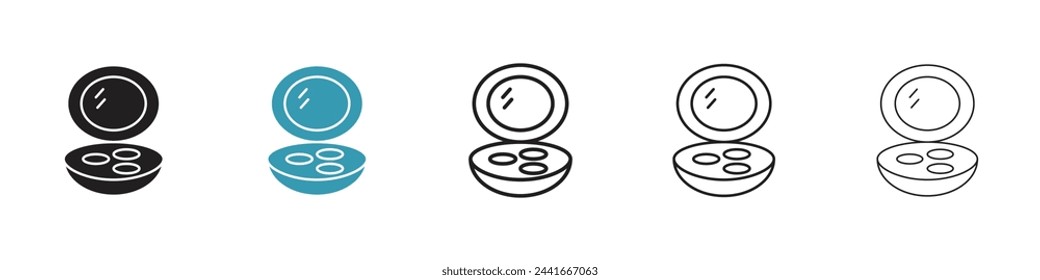 Beauty Compact Powder and Mirror Icons. Elegant Foundation and Personal Mirrors.