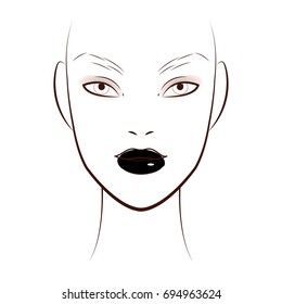 Beauty concept. Face chart Makeup Artist Blank. Template. Vector illustration.