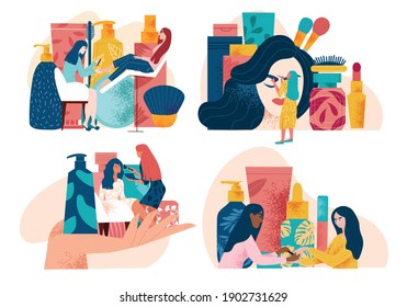 Beauty concept with beauty salons