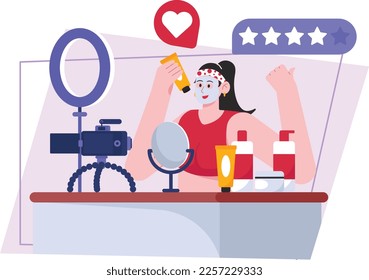 Beauty Content On Social Media Illustration