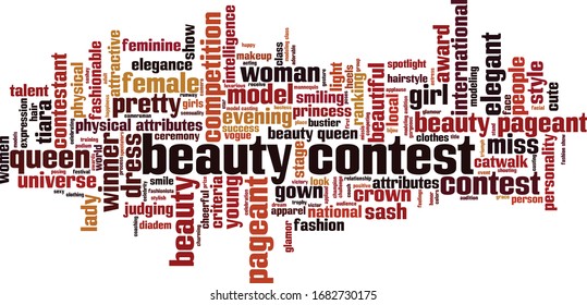 Beauty contest word cloud concept. Collage made of words about beauty contest. Vector illustration