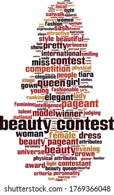 Beauty contest word cloud concept. Collage made of words about beauty contest. Vector illustration