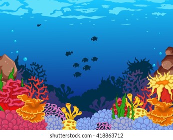 beauty corals with underwater view background