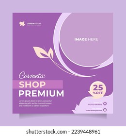 Beauty cosmetic center social media post and banner promotion. Modern square vector design to promote hair treatment, healthy skin clinic, medical spa, make up, beautician, natural skin care, etc