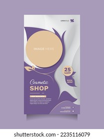 Beauty cosmetic center template for social media story post promotion. Beautiful design vector poster and banner to promote medical spa, cosmetic sale, natural cosmetics, hair salon, beautician, etc