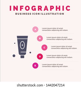 Beauty, Cosmetic, Face, Foam Solid Icon Infographics 5 Steps Presentation Background
