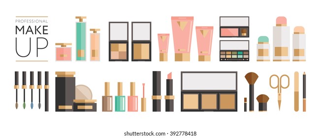 Beauty cosmetic - flat style illustration. Makeup set.