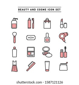 BEAUTY AND COSMETIC ICON SET