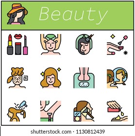 Beauty and cosmetic icon set illustration vector art