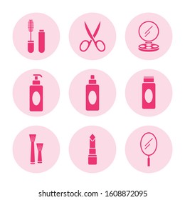 Beauty cosmetic icons set design vector
