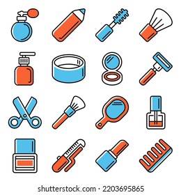 Beauty Cosmetic Icons Set on White Background. Vector illustration