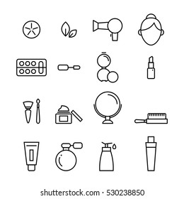 beauty and cosmetic line icon vector set illustration eps 10