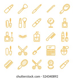 Beauty Cosmetic Minimalistic Flat Line Outline Stroke Icon Pictogram Symbol Set Collection - Shutterstock ID 524340892