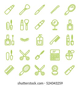 Beauty Cosmetic Minimalistic Flat Line Outline Stroke Icon Pictogram Symbol Set Collection - Shutterstock ID 524343259