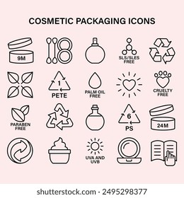 BEAUTY COSMETIC PACKAGING ICON SET