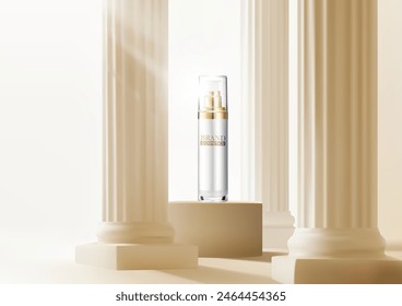 Beauty cosmetic product mockup . Greek Doric column . vector cosmetic design