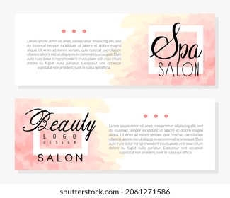 Beauty and Cosmetic Salon for Skin and Body Care Watercolor Vector Template