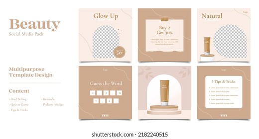 Beauty Cosmetic Social Media Post Template Bundle Banner Set