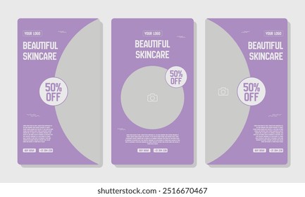 beauty and cosmetic template for social media or poster vector template design. Potrait template with image area