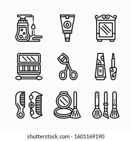 Beauty. Cosmetic vector Line icons set