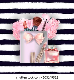 Beauty and cosmetics background. Beauty Concept. Use for advertising flyer, banner, leaflet. Template Vector.