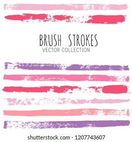 Beauty and cosmetics brush strokes vector background. girly lines collection, Makeup swatches, Set of cosmetic texture stains isolated on white. paint line texture. 