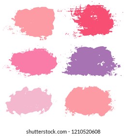 Beauty and cosmetics brush strokes vector background. girly lines collection, Makeup swatches, Set of cosmetic texture stains isolated on white. paint line texture. 