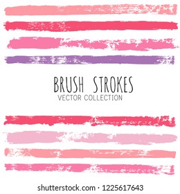 Beauty and cosmetics brush strokes vector background. girly lines collection, Makeup swatches, Set of cosmetic texture stains isolated on white. paint line texture. 