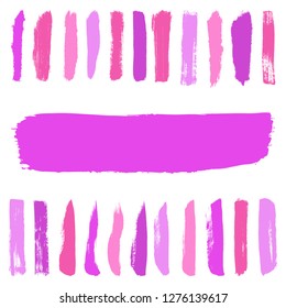 Beauty and cosmetics brush strokes vector background. Girly lines collection, makeup swatches, set of cosmetic texture stains. Vector