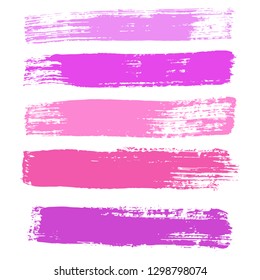 Beauty and cosmetics brush strokes vector background. Girly lines collection, makeup swatches, set of cosmetic texture stains. Vector