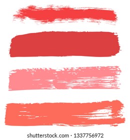 Beauty and cosmetics brush strokes vector background. Girly lines collection, makeup swatches, set of cosmetic texture stains. Vector